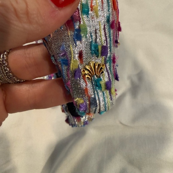 NWOT Lele Sadoughi Silver Metallic Rainbow Confetti Knotted Headband main image 4